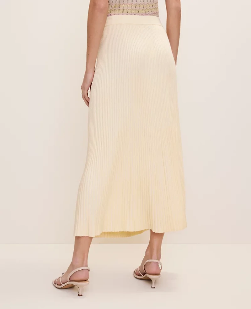 Ann Taylor Petite Ribbed Midi Skirt Yellow Multi Women's