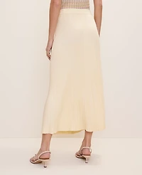 Ann Taylor Petite Ribbed Midi Skirt Yellow Multi Women's