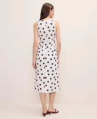 Ann Taylor Petite Polka Dot Linen Blend Sheath Dress White Women's
