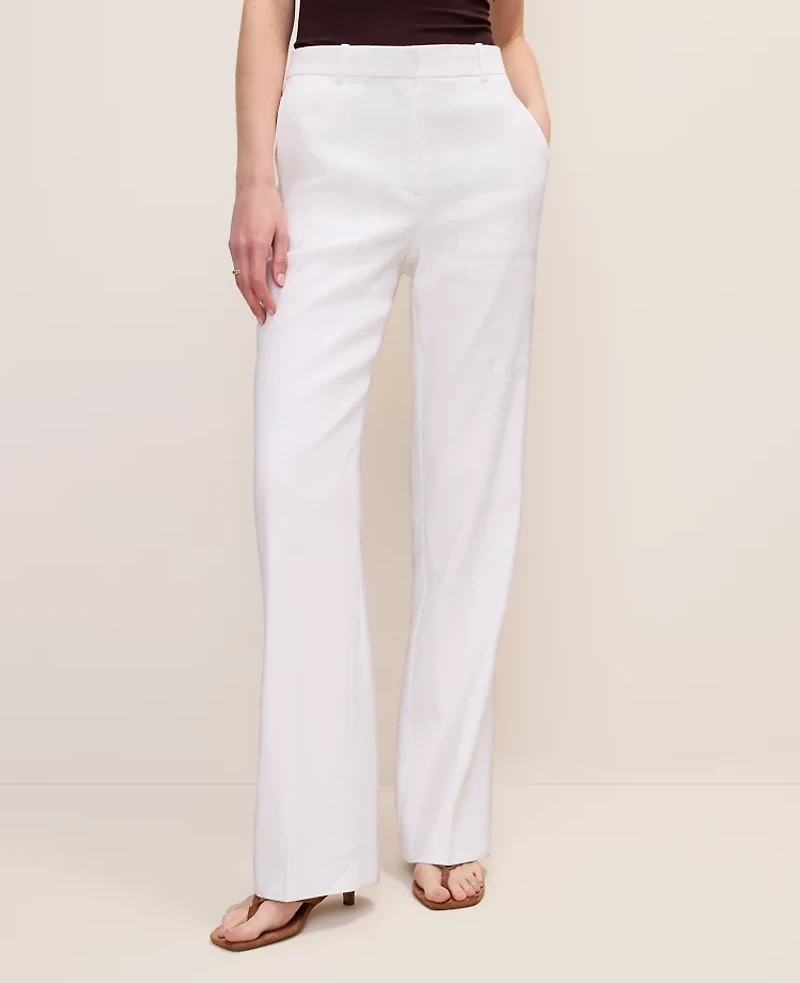 Ann Taylor The High Rise Trouser Linen Blend White Women's