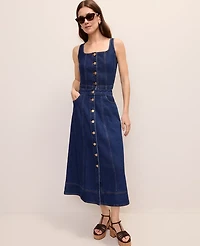 Ann Taylor Denim Button Tank Top Effie Wash Women's