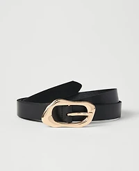 Ann Taylor Leather Sculptural Buckle Belt Women's