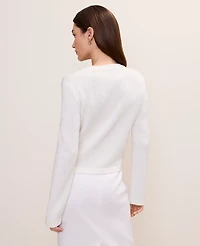 Ann Taylor Petite Crew Neck Sweater Jacket Winter White Women's