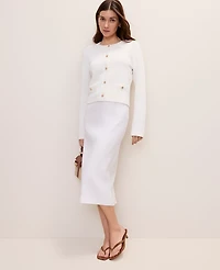 Ann Taylor Petite Crew Neck Sweater Jacket Winter White Women's