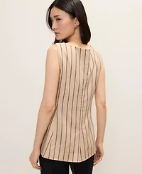 Ann Taylor The Petite Striped Long Vest Warm Burlap Women's