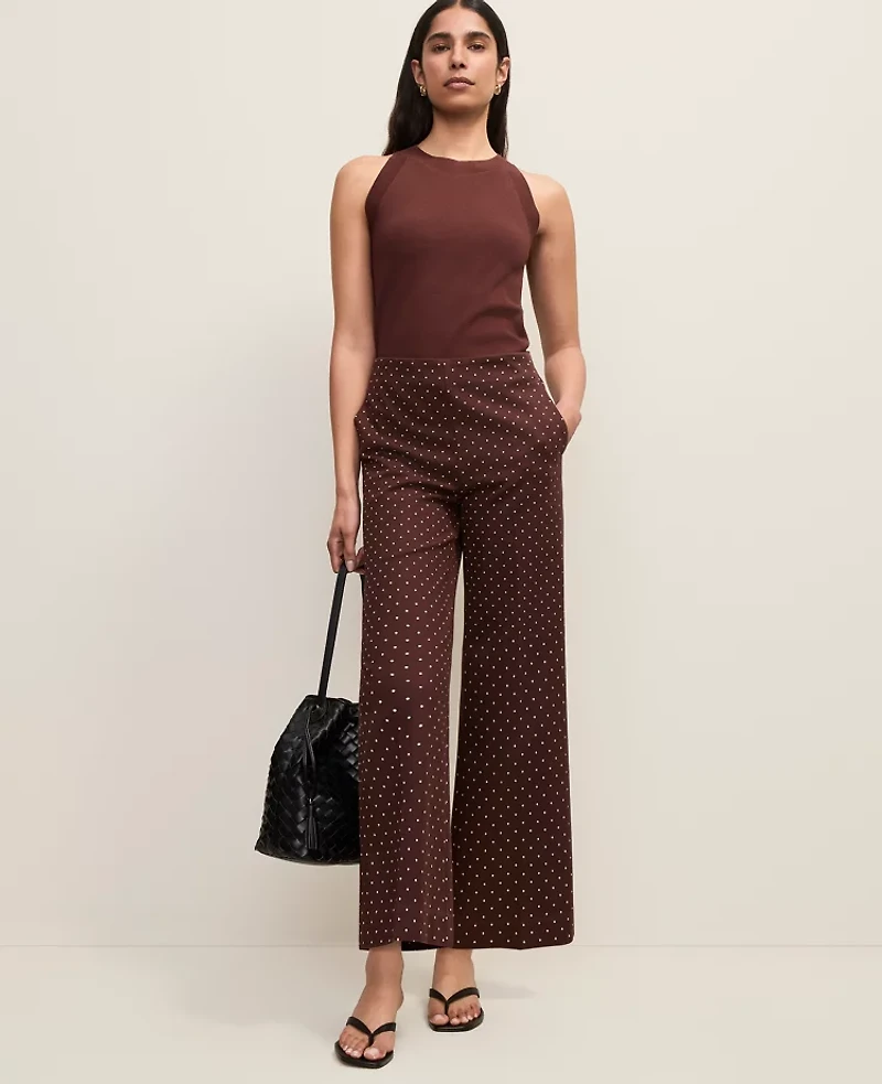 Ann Taylor The Petite Grace Pant Micro Dot Rich Walnut Women's