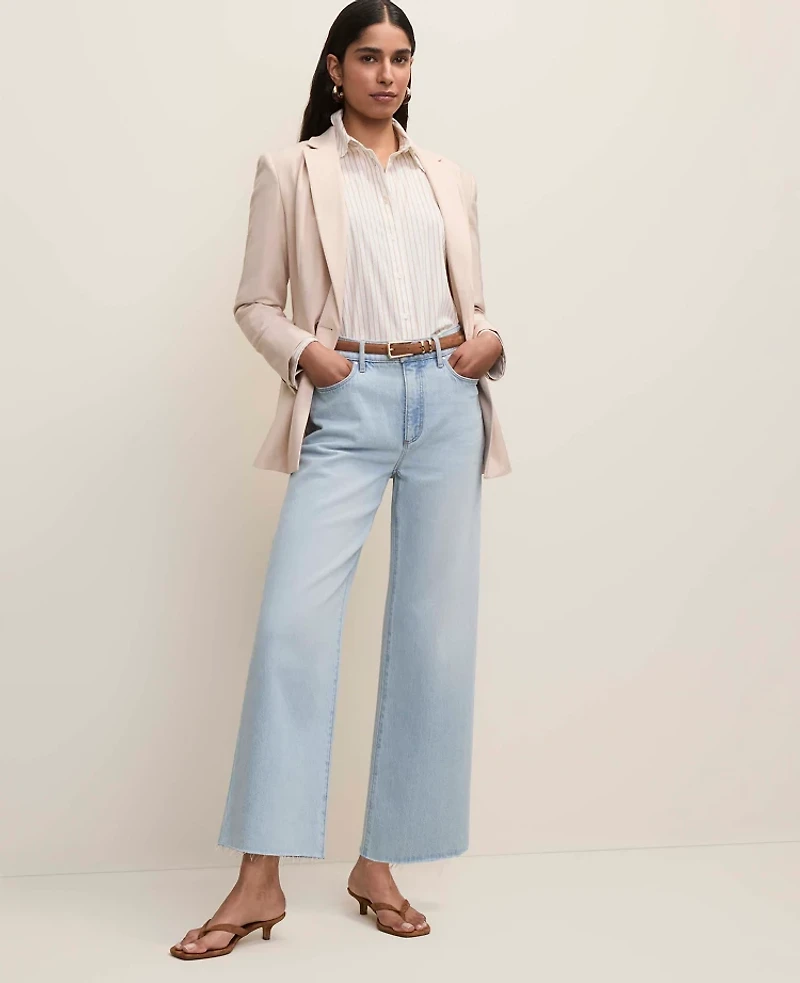 Ann Taylor The Petite Wide-Leg Crop Jean Lunar Wash Women's