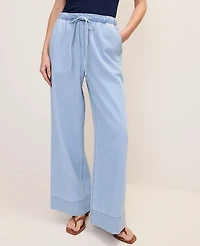 Ann Taylor The Petite Relaxed Wide-Leg Jean Azure Light Wash Women's