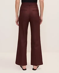 Ann Taylor The Petite Flare Ankle Pant Linen Blend Rich Walnut Women's