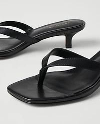 Ann Taylor Leather Flip Flop Heel Sandal Black Women's
