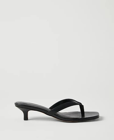 Ann Taylor Leather Flip Flop Heel Sandal Black Women's