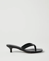 Ann Taylor Leather Flip Flop Heel Sandal Black Women's