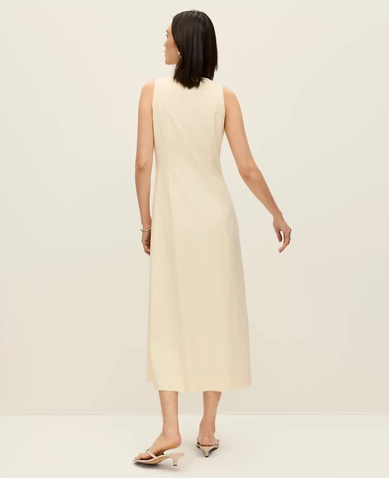 Ann Taylor Petite Button Sheath Dress Almond Oil Women's