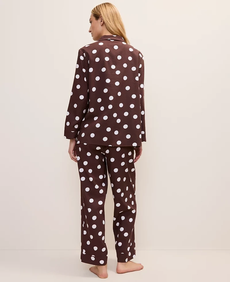 Ann Taylor Polka Dot Pajama Set Size Small Rich Walnut Women's