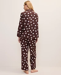 Ann Taylor Polka Dot Pajama Set Size Small Rich Walnut Women's