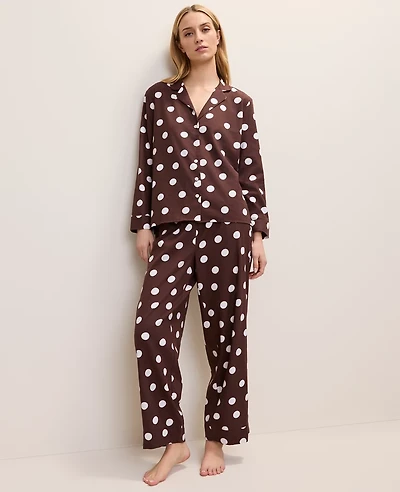 Ann Taylor Polka Dot Pajama Set Size Small Rich Walnut Women's
