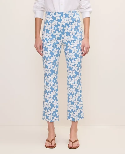 Ann Taylor The Petite Flare Ankle Pant Floral Print — Curvy Fit Sea Haze B Women's