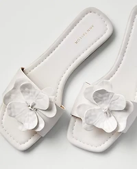 Ann Taylor Leather Flower Embellished Sandal Winter White Women's