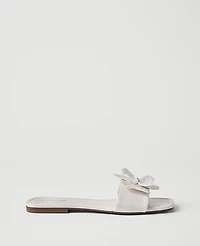 Ann Taylor Leather Flower Embellished Sandal Winter White Women's