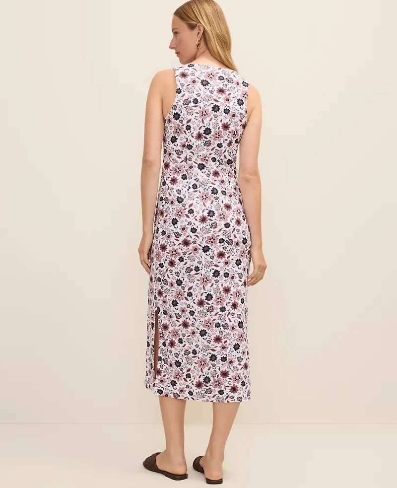 Ann Taylor Weekend Floral Tie Waist Sheath Dress Night Sky Women's