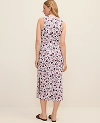 Ann Taylor Weekend Floral Tie Waist Sheath Dress Night Sky Women's