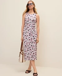 Ann Taylor Weekend Floral Tie Waist Sheath Dress Night Sky Women's