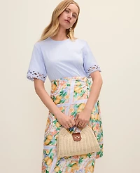 Ann Taylor Petite Crochet Trim Relaxed T-Shirt Women's