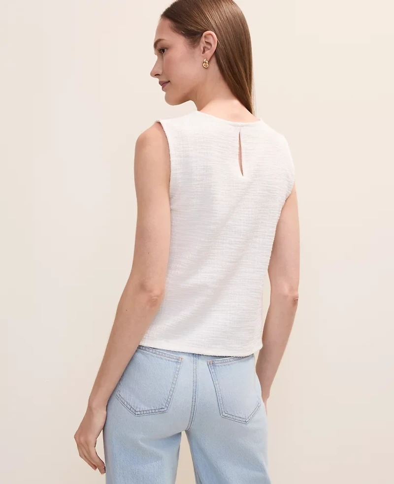 Ann Taylor Petite Braid Trim Tweed Top Winter White Women's