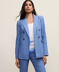 Ann Taylor The Petite Tailored Blazer Linen Blend Ocean Oasis Women's