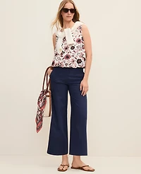 Ann Taylor Petite Weekend Floral Tank Top in Linen Blend Size XL Night Sky Women's