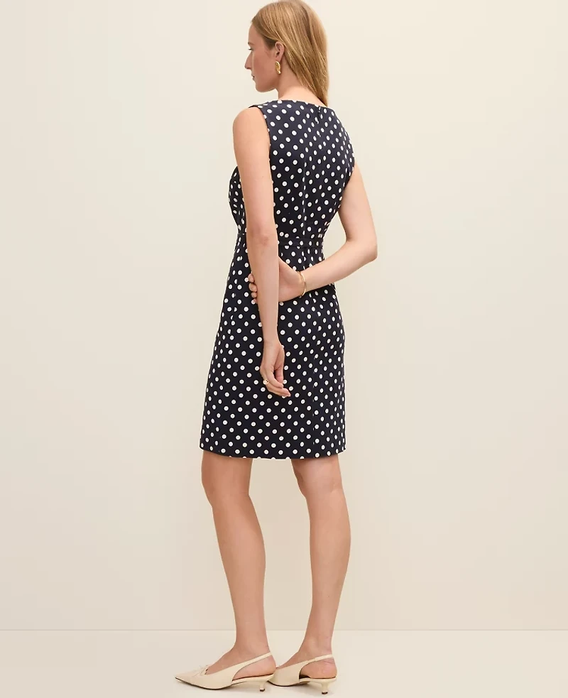 Ann Taylor The Petite Belted Shift Dress Polka Dot Night Sky Women's