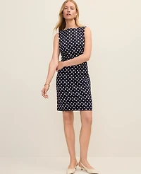 Ann Taylor The Petite Belted Shift Dress Polka Dot Night Sky Women's