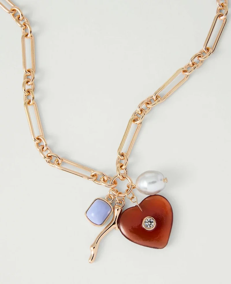 Ann Taylor Pendant Charm Necklace Goldtone Women's