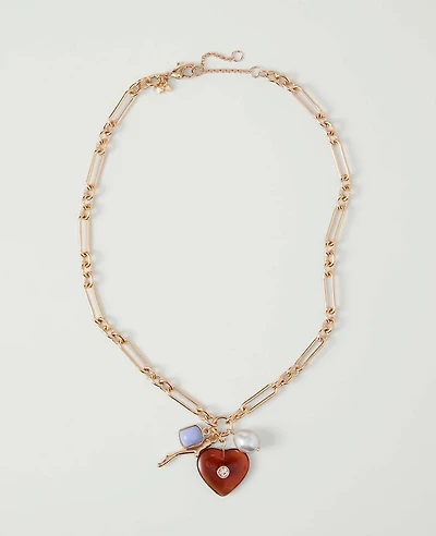 Ann Taylor Pendant Charm Necklace Goldtone Women's