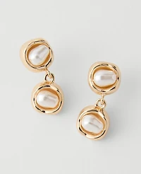 Ann Taylor Double Pearl Drop Earrings Ivory Women's