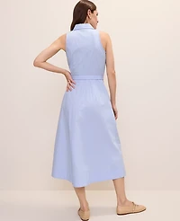Ann Taylor Striped Collared Halter Midi Dress Vista Blue Women's