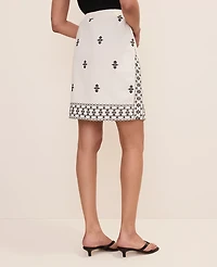 Ann Taylor Petite Embroidered Easy Fit Skirt Winter White Women's