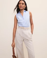 Ann Taylor Petite Striped Sleeveless Essential Shirt Vista Blue Women's