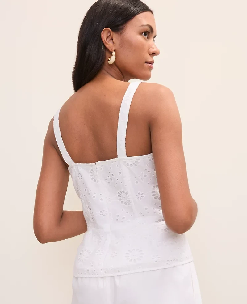 Ann Taylor Petite Eyelet Peplum Top White Women's