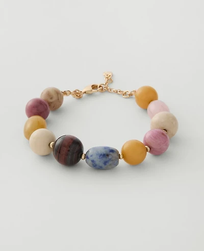 Ann Taylor Mixed Beaded Bracelet Brown Stone Women's