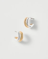 Ann Taylor Mixed Metal Mini Hoop Earrings Goldtone Women's