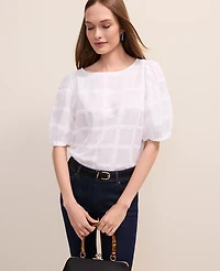 Ann Taylor Crochet Boatneck Popover Top White Women's