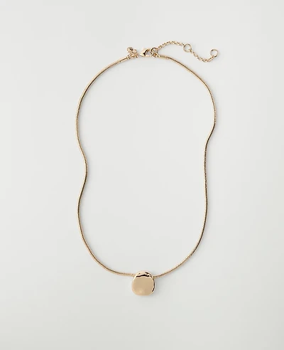 Ann Taylor Metal Disc Pendant Necklace Goldtone Women's