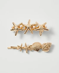 Ann Taylor Weekend Shell Hair Clip Set Goldtone Women's