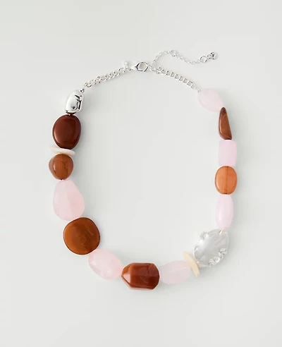 Ann Taylor Mixed Stone Statement Necklace PASTEL PINK Women's