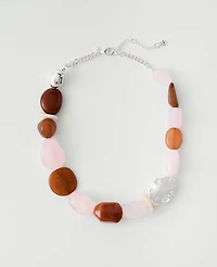 Ann Taylor Mixed Stone Statement Necklace PASTEL PINK Women's