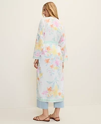 Ann Taylor Floral Belted Kimono White Women's