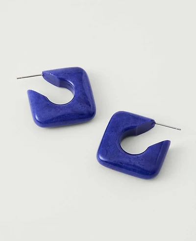 Ann Taylor Stone Square Hoop Earrings Night Sky Women's