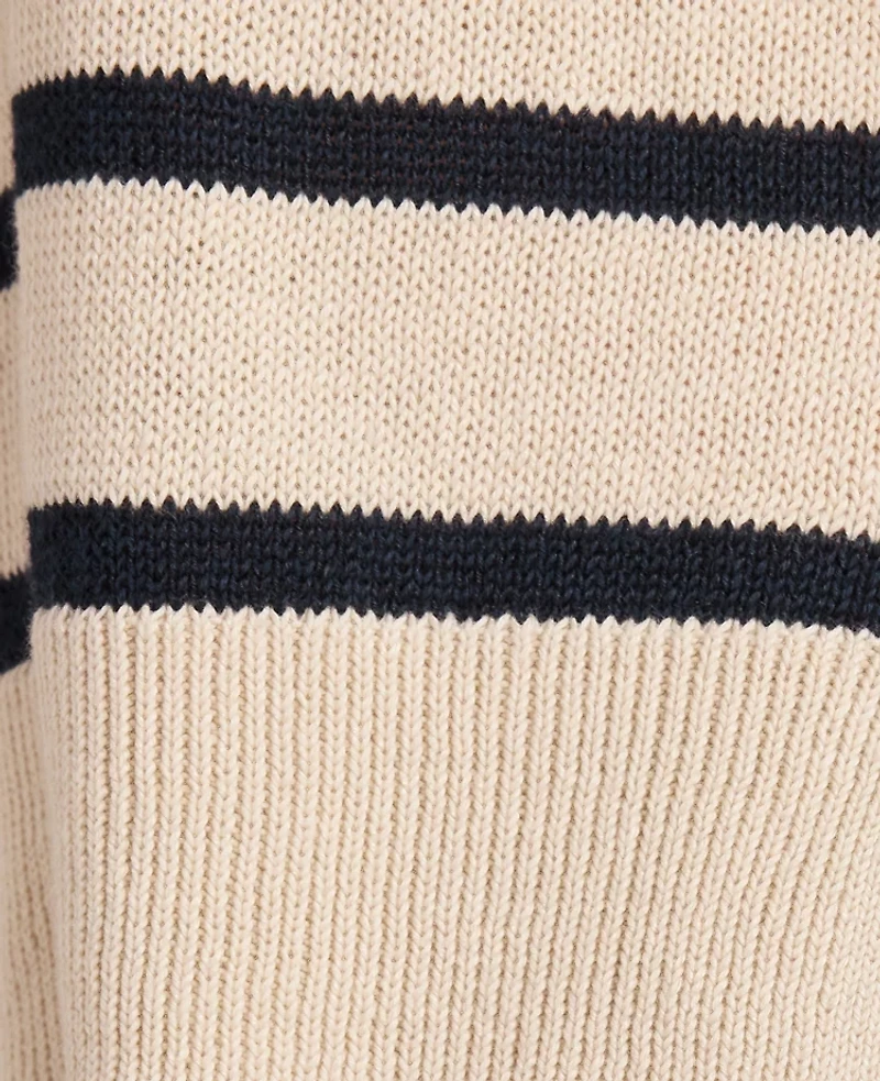 Ann Taylor Haven Well Within Organic Cotton Linen Stripe Crewneck Nightfall Blue Women's