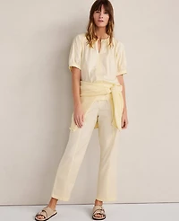 Ann Taylor Haven Well Within Organic Cotton Twill Split Neck Top Straw Women's